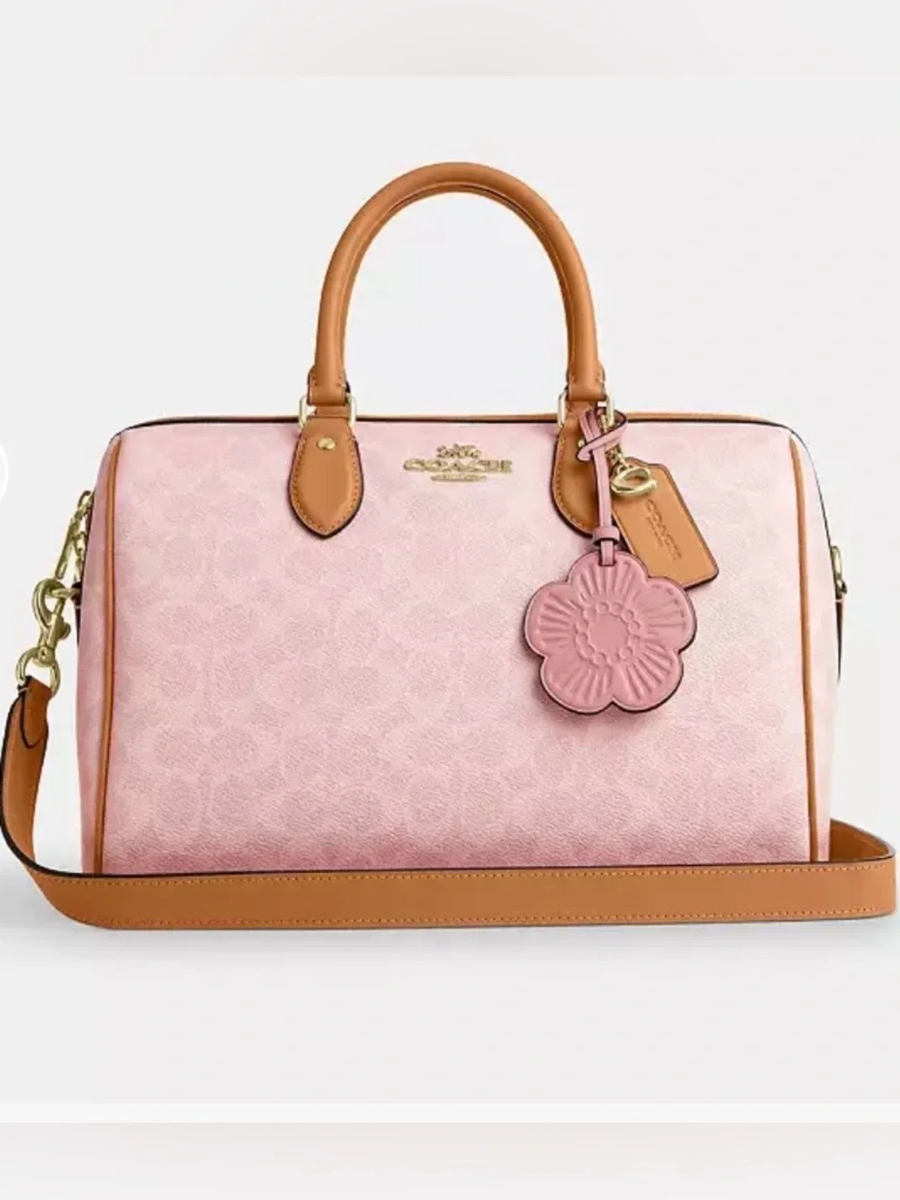🌸New Coach Large Powder Pink Rowan w/Charms - Picture 1 of 7